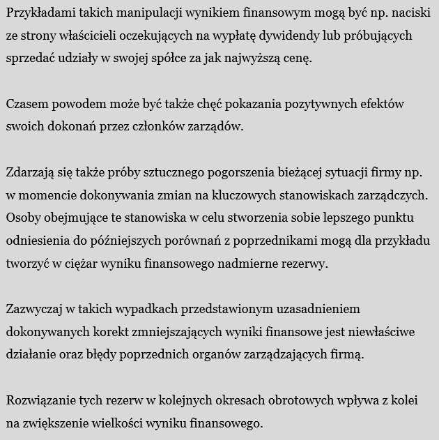 wynik finansowy - manipulacja wynik finansowy - manipulacja